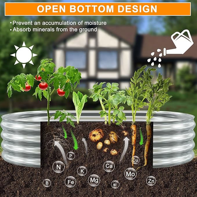 Tiskgg 4 in 1 Adjustable Galvanized Raised Garden Bed Kit 6×3×1FT Anti-Rust Raised Garden Beds Outdoor with 12 Tags &amp Gloves Galvanized Metal Raised Planter Box Outdoor for Vegetables Flowers He