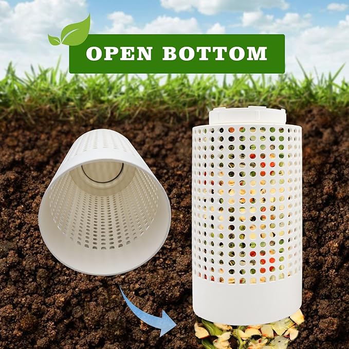 2 Pack Underground Compost Bin Plastic Garden Worm Farm Outdoor for Organic Refuse Compost Bin with Holes and Lid for Garden Vegetable Patch Backyard Greenhouse