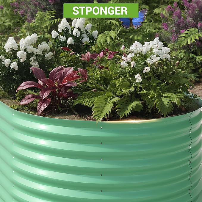 Galvanized Raised Garden Bed – 8x4x2 ft Metal Planter Box for Vegetables &amp Flowers Rust-Resistant Outdoor Gardening Easy Assembly Garden Box (Green)