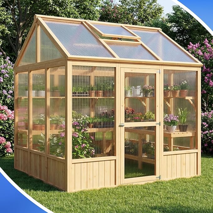 9 Pack Polycarbonate Greenhouse Panels 6' x 4' x 0.16 Twin-Wall Polycarbonate Sheets Include 4 H Connectors and 25 W-Clips Waterproof UV Protected Impact Resistance Clear Roofing Sheets for Garden