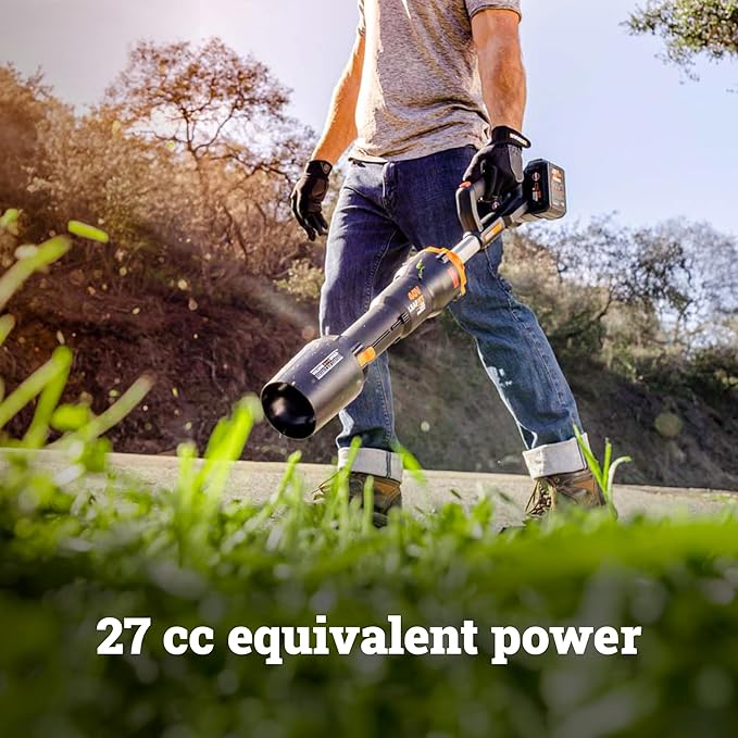 WORX Nitro Cordless Leaf Blower Electric Blower with 620 CFM &amp 165 MPH Blowers for Lawn Care with Brushless Motor &amp 3 Speed Control 2 × 4.0 Ah Batteries &amp Charger Included WG585