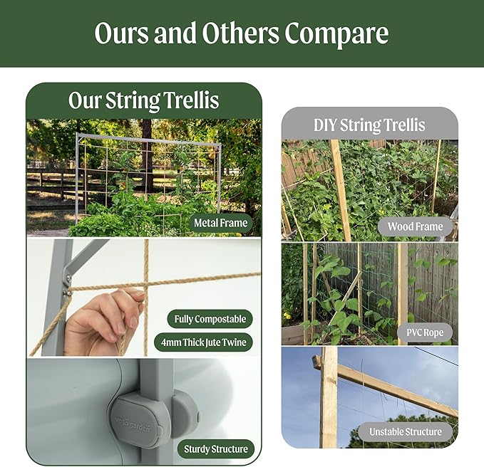 Vego Garden 5.0ft Long Tomato Metal Frame Trellis Garden Trellis for Climbing Plants Like Cucumber Beans Tomatoes &amp Vines (Garden Beds Not Included)
