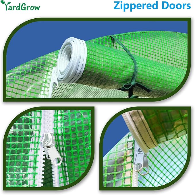 YardGrow 2-Doors Replacement Greenhouse Cover for Larger Walk in Outdoor Yard Plant Gardening Hot House Cover ONLY (10'x7'x6' Green)