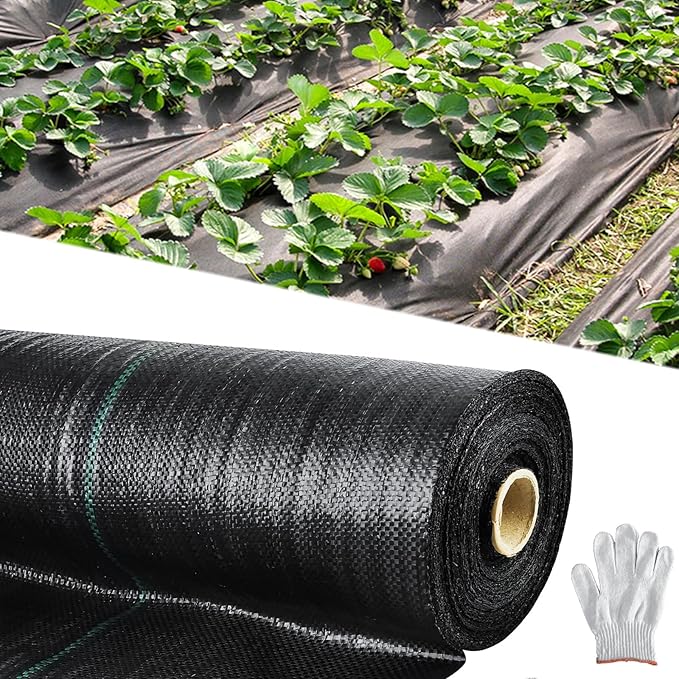 mupera 6x300FT Pro Weed Barrier Fabric - 3.8oz Commercial Grade Black UV-Resistant Woven PP Ground Cover for Lawn &amp Garden Heavy Duty Weed Control No Root Penetration