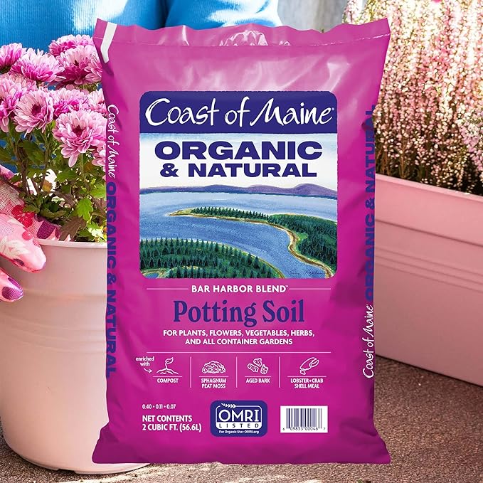 Coast of Maine Bar Harbor Blend 2 cu ft (Pack of 6) Organic and Natural Potting Soil for Houseplants Flowers Vegetables Herbs and Containers