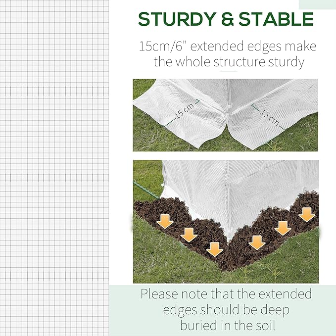 20'x10'x7' UV Resistant Weatherproof PE Greenhouse Replacement Cover with 12 Windows Rollup Zipper Door White