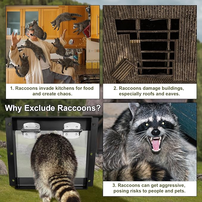 JINKEY Raccoon Excluder One Way Door Safe Removal Raccoons Trap Contactless Exclusion Device for AtticsUnder Decks &amp Chimneys Raccoon One Way Exclusion Door
