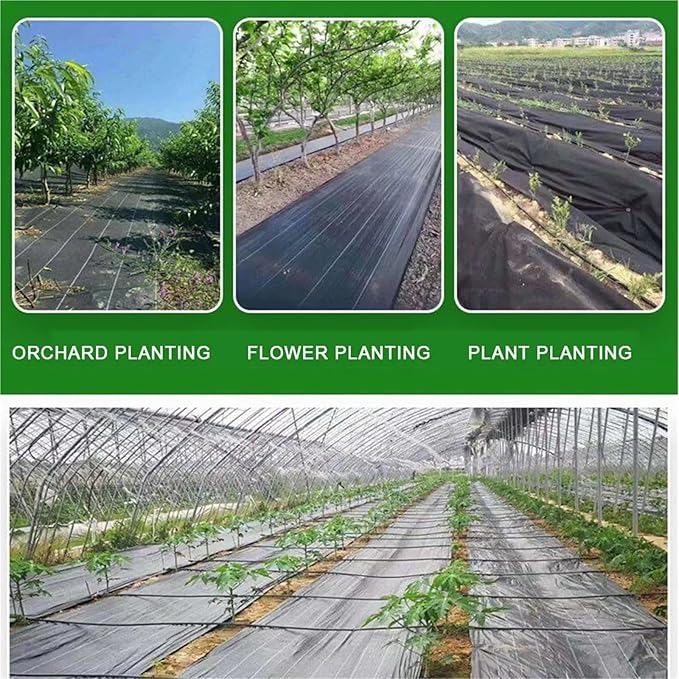 Weed Barrier Fabric PE Woven Weed Control Fabric for Plant Anti Grass Agricultural Mulch Cloth Greenhouse Weeding Mat Water Permeable(19.6in x 16.4ft)