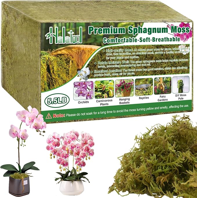 Halatool 5.5LB Green Forest Moss Natural Sphagnum Moss for Plants Fluffy Orchid Moss for Orchids Repotting Dried Plant Moss for Potted Plants Indoor &amp Outdoor