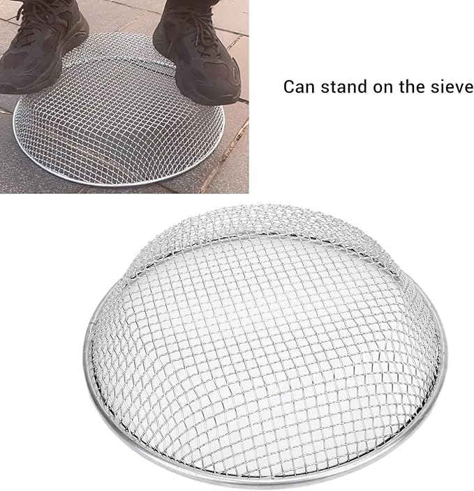 Gardening Sand Soil Compost Sifter Stainless Steel Garden Sifter with Gloves Garden Potting Mesh Sieve Sifting Pan for Gardening Sand Rocks Dirt Soil Sifter Mesh Gardening