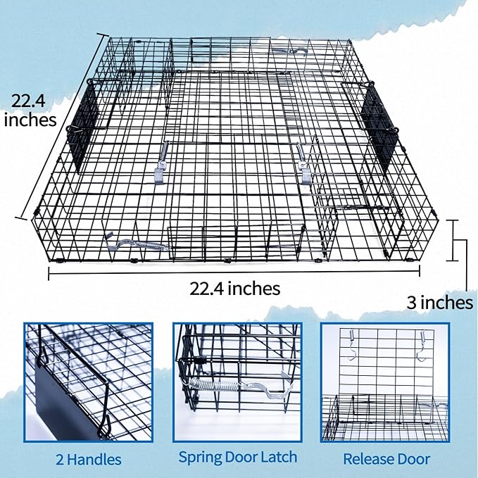 Humane Live Animal Trap for Squirrels Chipmunks Mice &amp Rodents - 24.5 Multi-Catch Cage with Auto-Reset System | High-Efficiency Continuous Trapping | Durable Steel for Garden Farm Backyard