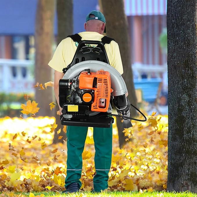 Gas Leaf Blower63cc 3-HP 2-Cycle Backpack Leaf Blower665-CFM 2800 RPMCordless Leaf Blowers for Lawn Care Patio Blowing LeavesSnow BlowerPowerful Clearing Performance Ergonomic Harness System Or
