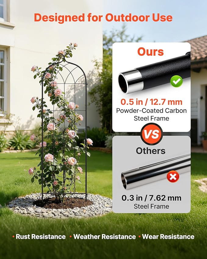 VEVOR Garden Trellis 71 x 20 inch Rose Trellis 4 Packs Garden Flower Rose Trellises with Powder-Coated Finish &amp Convenient Locking Design Plant Support Trellises for Flowers Vegetables Roses