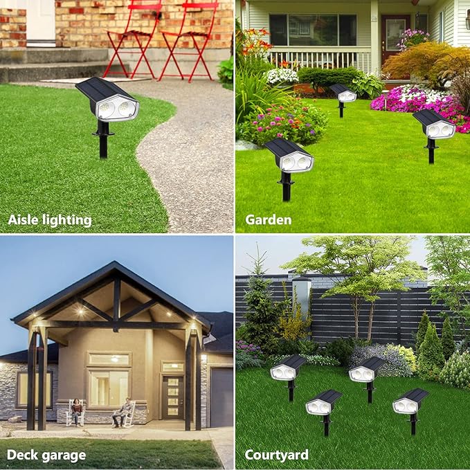 Ejoyous Solar Landscape Spot Lights 2 PCS Lawn Lamp Wall Light Outdoor Garden Lamp IP67 Water Proof Landscape Spotlights for Garden Patio Yard Fence Landscape Courtyard