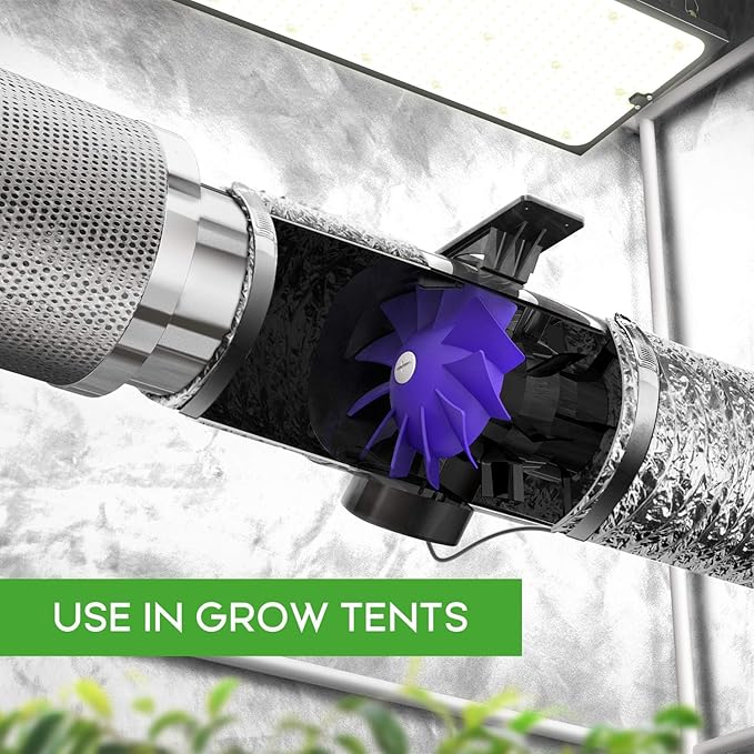 iPower Silent Inline Duct Ventilation Booster Fan 6 Inch 300 CFM Quiet Vent Exhaust Blower for Hydroponics Grow Tent Greenhouse Kitchen Bathroom 2 Pack Black