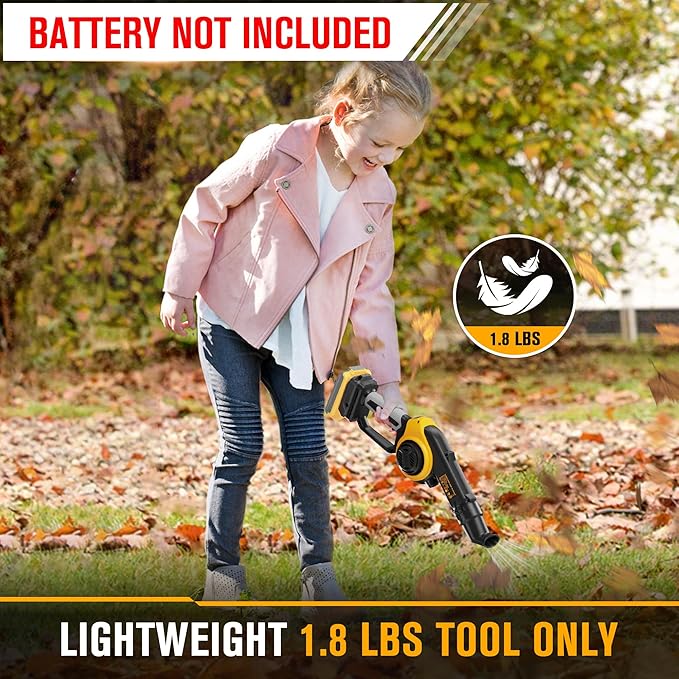 Cordless Leaf Blower Compatible with DEWALT 20V Max Battery (Tool Only) 200MPH Small Electric Leaf Blowers w/ 3 Speeds Mode Lightweight Mill Leaf Blowers Battery Powered for Patio