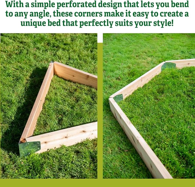 Gardener's Supply Company Adjustable Raised Bed Corners - Set of 4 | DIY Garden Bed Corners Bend to Any Angle Use with Any Lumber | 12” L x 5” W Durable Steel with Pre-Drilled Holes &amp Hardware