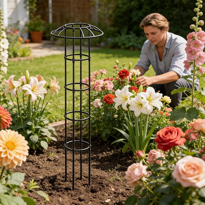 Garden TrellisVertical Rustproof Stable Vine Supports - Umbrella Trellis Tower Framefor Clematis Vegetable Dragon Fruit Cucumber Hydrangeas Jasmine Pothos