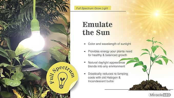 Miracle LED 6.5KK Indoor Grow Light Bulb – 6500K Full Spectrum Grow Bulbs for Vegetables Herbs Hydroponics. (2-Pack)