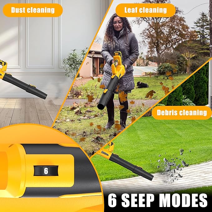 Cordless Leaf Blower 21 V Electric Blower with 2 Rechargeable 4.0 Ah Batteries and Fast Charger 160 MPH/ 580 CFM 6 Variable Speed Modes Lightweight &amp Handheld Leaf Cleaner Suitable for Lawn Care