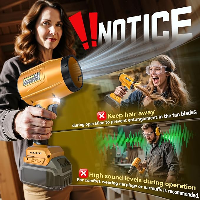 800000 RPM Leaf Blower Compatible with Dewalt 20V: Ecarke Cordless Dust Blower Electric Turbo Jet Blower Handheld Battery Powered with Brushless Motor for Patio Garden Lawn (No Battery)