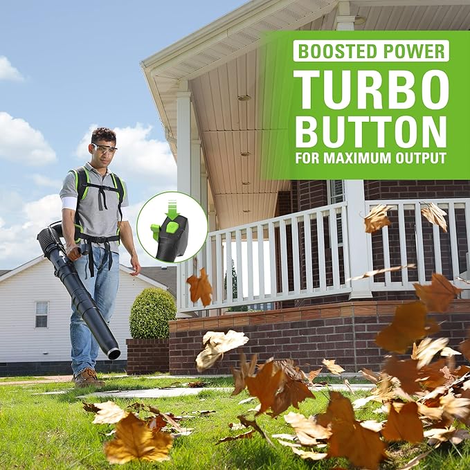 Greenworks 40V (165 MPH / 660 CFM / 75+ Compatible Tools) Cordless Brushless Backpack Leaf Blower 8.0Ah Battery and Charger Included Green