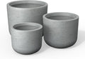 Kante 13119 Dia Natural Concrete Round Planters (Set of 3) Outdoor Indoor Modern Planter Pots Lightweight Weather Resistant Seamless with Drainage Hole