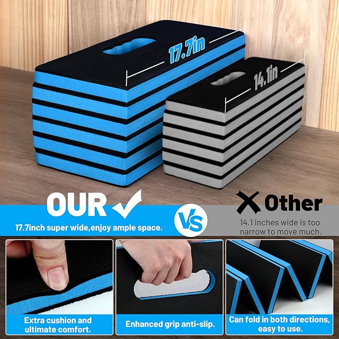 Extra Thick Kneeling Pad for Working Under Car 47.2 * 17.7 * 1.2 Portable Foldable EVA Mechanic Mat for Garage Gardening Yardwork Workshop Blue &amp Black