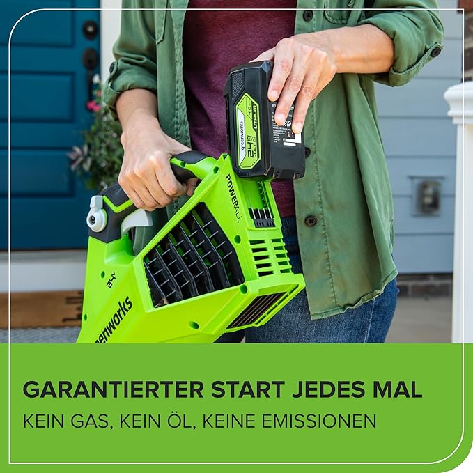 Greenworks 24V (110 MPH / 450 CFM / 200+ Compatible Tools) Cordless Brushless Axial Leaf Blower Battery and Charger Not Included