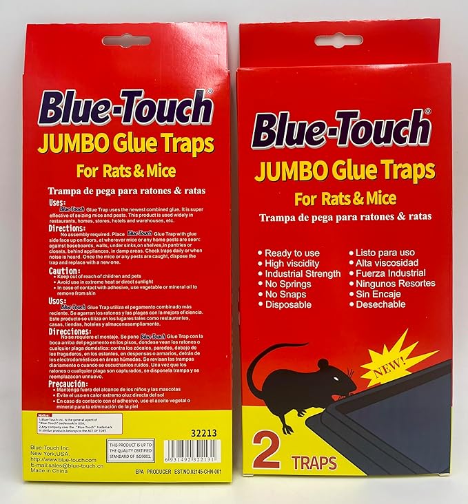 Blue-Touch Great Large Mouse Glue Traps Professional Mouse Glue Boards for Rats Mice Snakes and Pests. Jumbo Size 5.4 X 10.7 X 1 7 Packs - 14 Traps