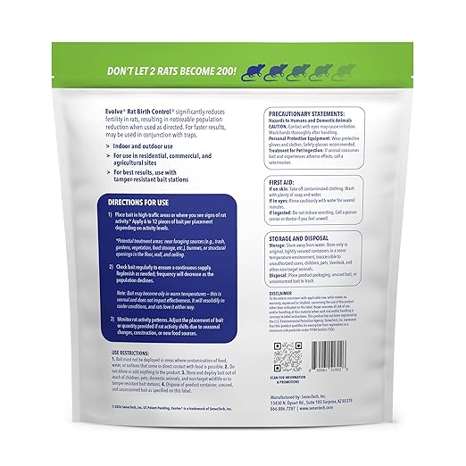 Evolve Rat Birth Control Soft Bait Sausages – 6 lbs | Scientifically Proven Rat Population Control | Not a Poison Long-Term Population Management (Packaging May Vary)