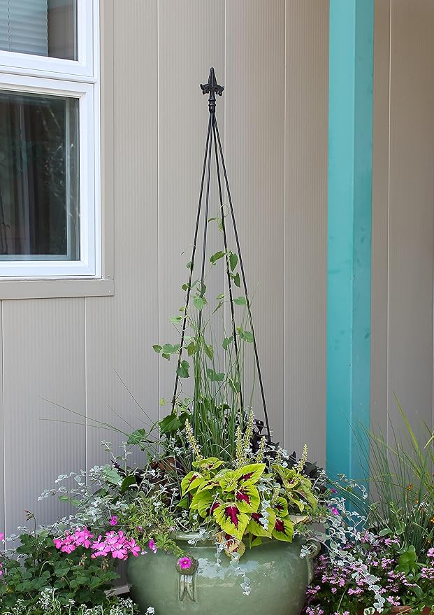 Achla Designs FT-20A Fleur-De-Lis Staked 58 H Trellis Black