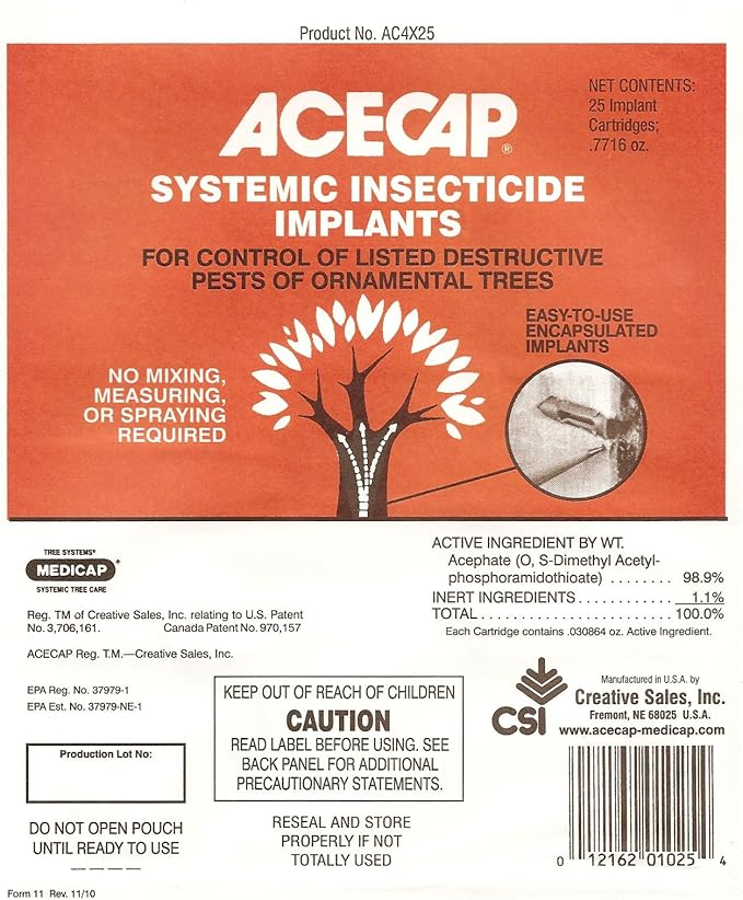 Acecap 25-Pack Systemic Insecticide Tree Implants for Control of Tree Pests 3/8-Inch