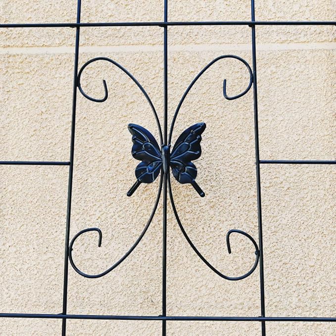 Sturdy Metal Garden Trellis for Climbing Plants – Rust-Resistant Outdoor Plant Support with Decorative Lattice Design (2 Pack-Black)