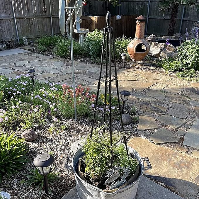 Garden Obelisk Trellis 80cm/31.5in 120cm/47in 160cm/63in Black Tower Supports Tomato Cage Plant Stakes Garden Trellis for Indoor &amp Outdoor Climbing Plant Vegetables Vines ( Size : 120cm/47in )