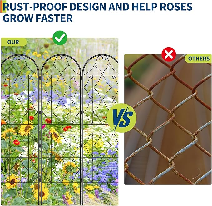 2Pcs 87''x20'' Metal Garden TrellisBlack Coated Rustproof Metal Trellis Outdoor with Versatile Plant SupportTrellis for Cllimbing Plants Vegetables Vines Flowers Plant Trellis