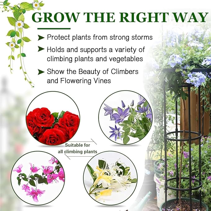 Garden Trellis for Climbing Plants Metal Plant Supports for Roses Cucumbers Obelisks Trellis for Your GardenBlack90 cm/35.4 in