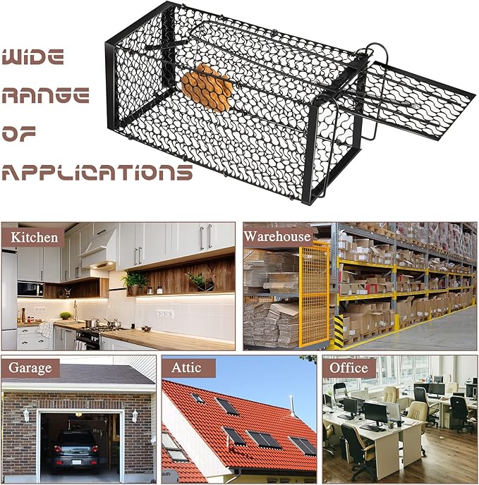 Qualirey 4 Pcs Humane Rat Trap Chipmunk Squirrel Rodent Foldable Mouse Trap Small Live Animal Mouse Voles Hamsters Live Cage Rat Cage for Mice Easy to Catch and Release 9.4 x 4.7 x 4.7 Inches