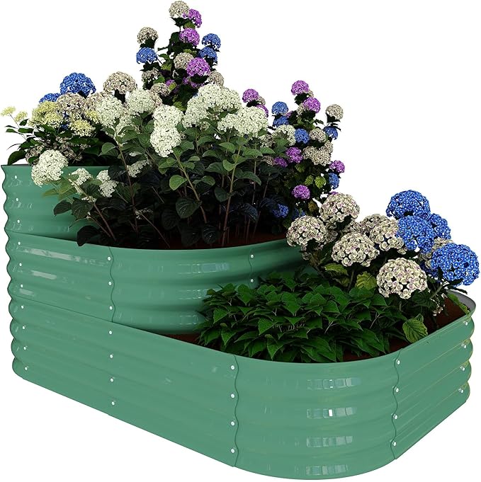 Galvanized Raised Garden Bed Kit 61x42x31 in Outdoor Planter Box for Vegetables Herbs Flowers Modular 3-in-1 Raised Garden Beds with Open Base Garden Box for Plants Backyard Patio Green