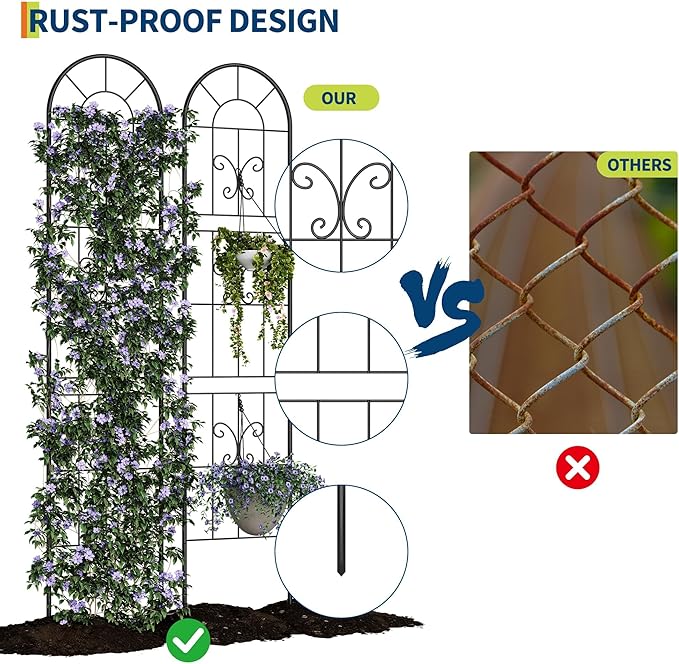 4 Packs Metal Garden Trellis for Climbing Plants Outdoor-Durable Iron Plant Trellis for Flowers Tomato Cucumber Rose Vegetable Support &amp Garden Decoration