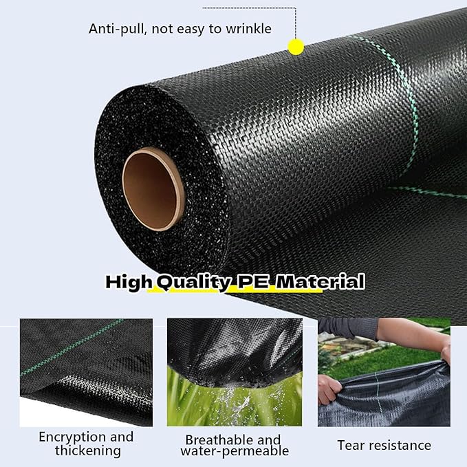 Weed Barrier Landscape Fabric Heavy Duty Commercial Driveway Fabric Weed Control Garden Cloth for Gravel Greenhouse Construction Projects Easy Setup(1.2x200m)