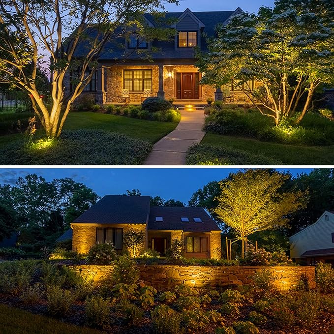 ZUCKEO 10W Landscape Lighting Low Voltage LED Landscape Lights IP66 Waterproof Landscape Spotlights Yard Lawn Garden Outdoor Lights 12V 24V 1000LM Warm White (12Pack with Connectors)