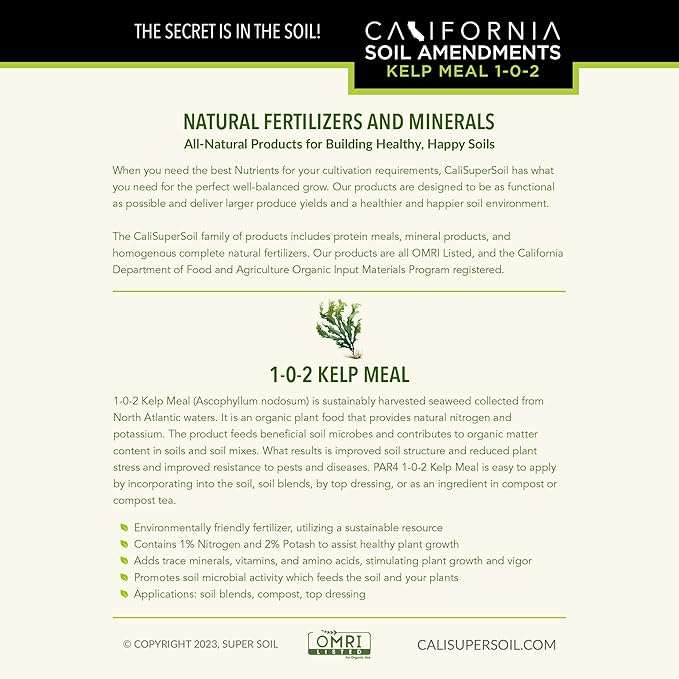 The Bud Grower | California Hot Soil Premium Kelp Meal | 6 lbs of Fine Powder 100% Organic Kelp Meal | All-in-One Grow Tent Kit's &amp Supplies