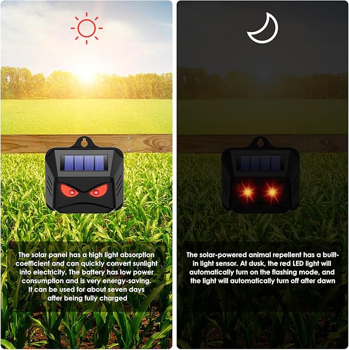 4 Pack Solar Nocturnal Animal Repeller Outdoor Predator Eyes Coyote Deterrent for Skunk Deer Fox Raccoon Nighttime Predator Lights for Chicken Coop Yard Garden &amp Farm Protection