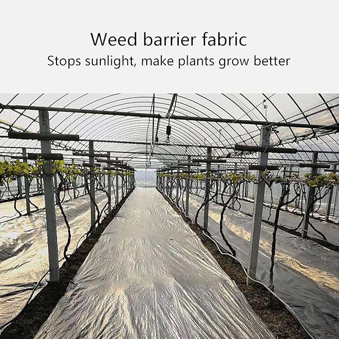 Heavy Duty Weed Control Membrane High Density Weed Barrier Fabric Resistant Ground Cover Membrane Weed Matting for Artificial Grass Patios Paths Flower Beds(1.2 * 200m)