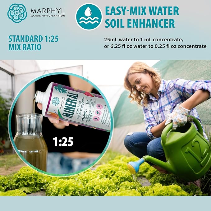 MARPHYL Organic Minerals Liquid Fertilizer – Essential Trace Mineral Blend for Healthy Plant Growth Improves Nutrient Uptake for Garden Flowers Vegetables Succulents &amp Hydroponics