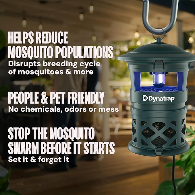 DynaTrap DT2030-GRSR Fly Traps Outdoor - Mosquito &amp Flying Insect Killer for 1 Acre – Kills Flies Gnats Wasps - Bug Zapper Alternative - Green