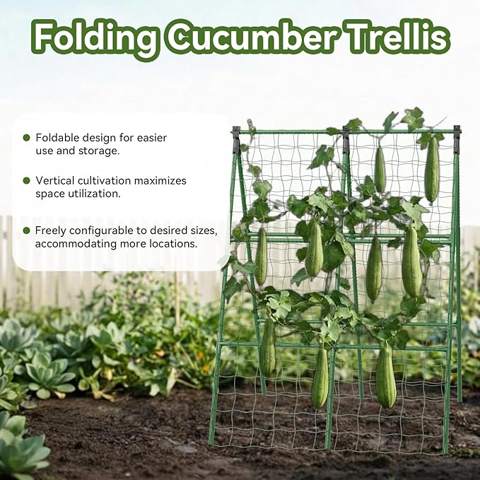 2 Pack Cucumber Trellis 34×48 Garden Trellis for Climbing Plants Outdoor A-Frame Vegetable Trellis for Raised Bed Support for Tomatoes Squash Zucchini Vegetables &amp Flowers