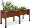 Elevated Wood Planter Box with Leg &amp HOOKS - 72x26x30 Inch Raised Garden Bed Includes Non-Woven Liner 13.7in Depth for Vegetables &amp Herbs Outdoor Patio Raised Planter. (6x2x2.5 Ft) Brown