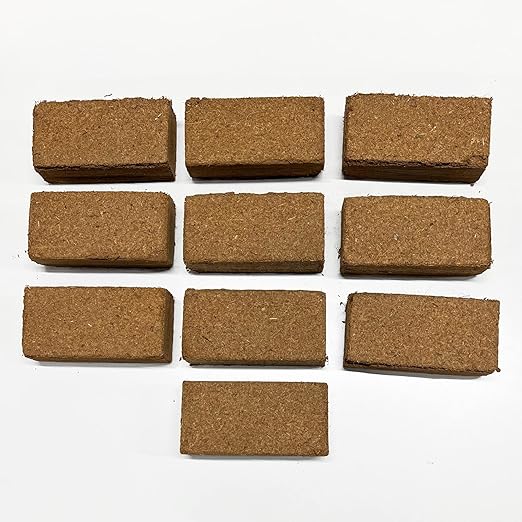 Best Coco Peat - Premium Coconut Coir Pith 10 Brick Pack 650gm/1.4 Lbs Block | 100% Organic | Expands Approx 2.3 Gallon | Lowest EC and Ph Balance